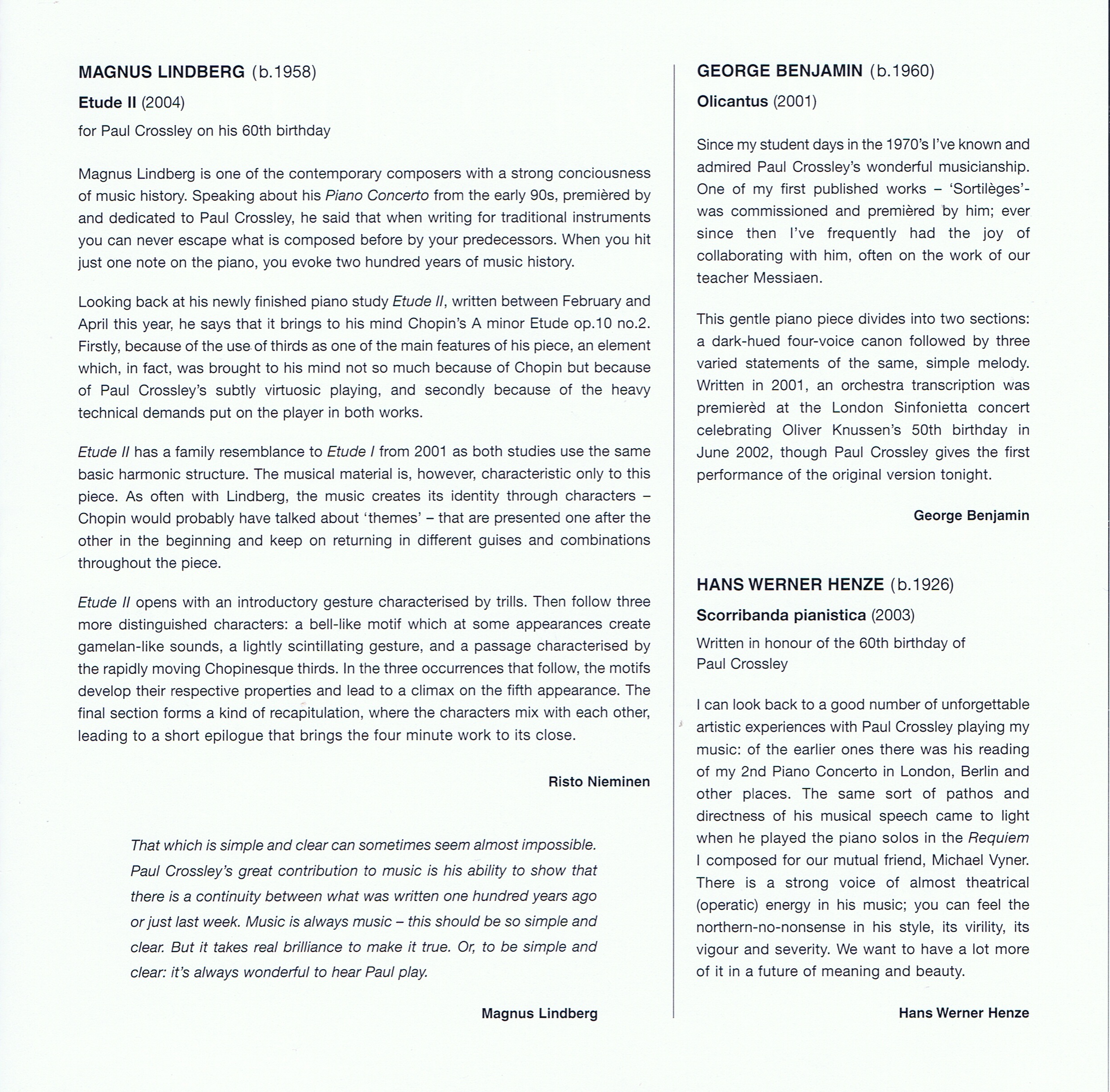 Programme Inside Right